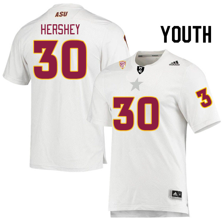 Youth #30 Ian Hershey Arizona State Sun Devils College Football Jerseys Stitched Sale-White - Click Image to Close